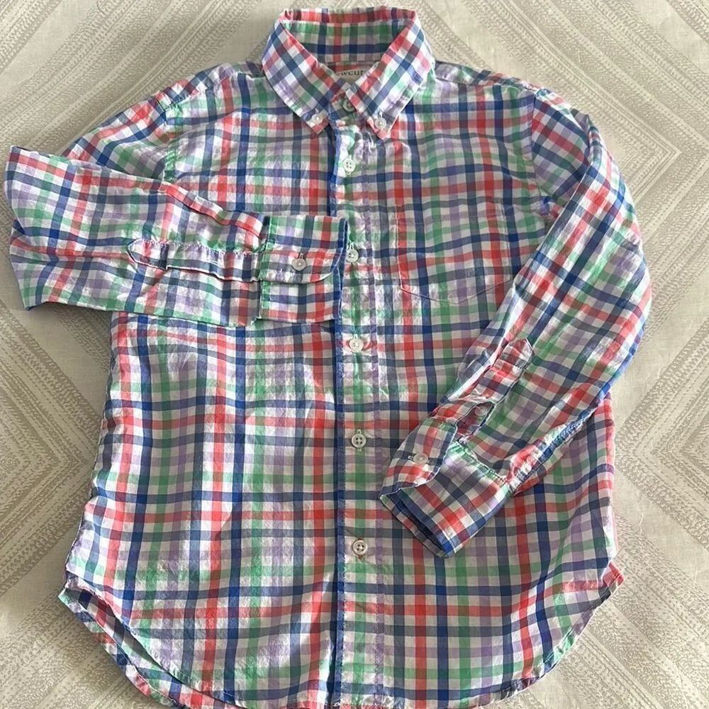 Crewcuts Boys Colorful Plaid Kids Button Down Shirt - Size: 6/7